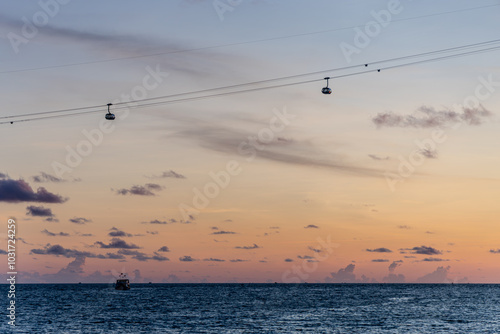 Sunset in the floating fishing village. An Thoi Port, Tropical Phu Quoc Island, Vietnam photo