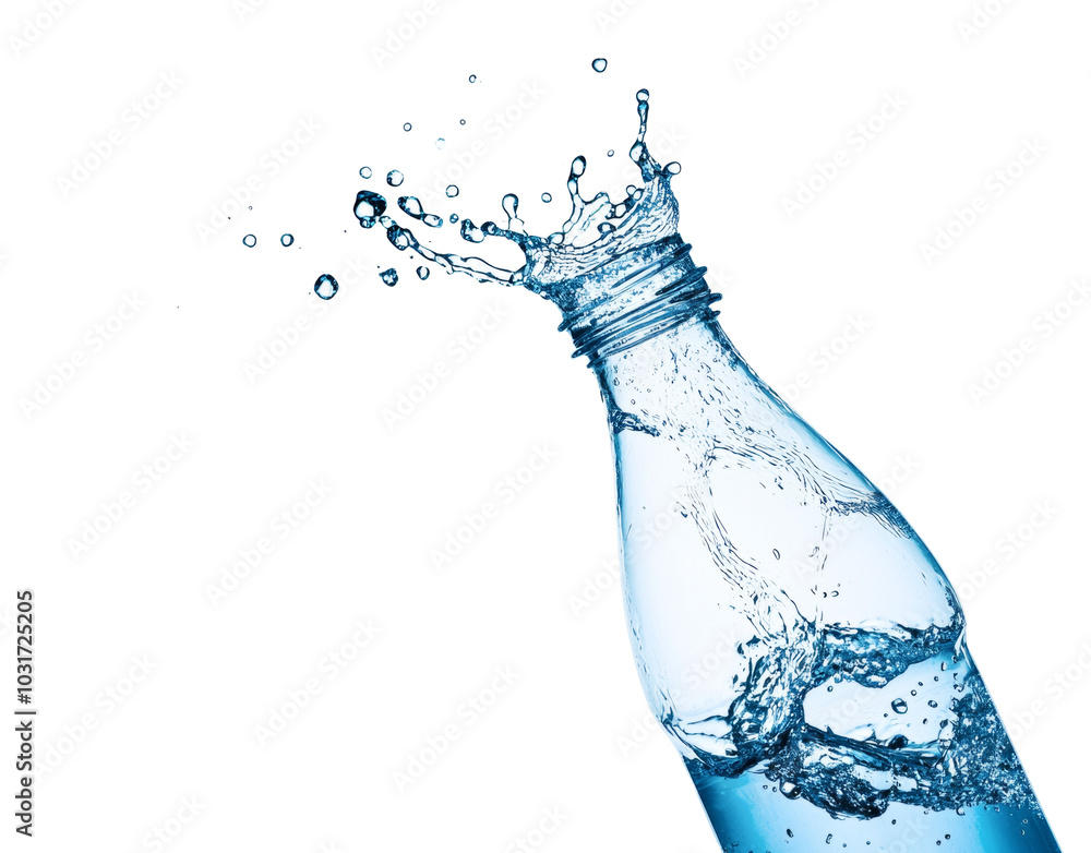 Water splash out of a bottle isolated on white. Water splash out of a bottle isolated on white.