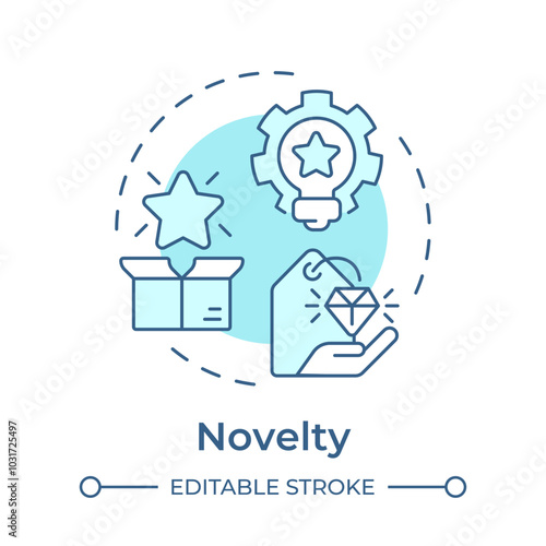 Novelty soft blue concept icon. Personalized recommendations, preferences. Marketing, content. Round shape line illustration. Abstract idea. Graphic design. Easy to use article, blog post