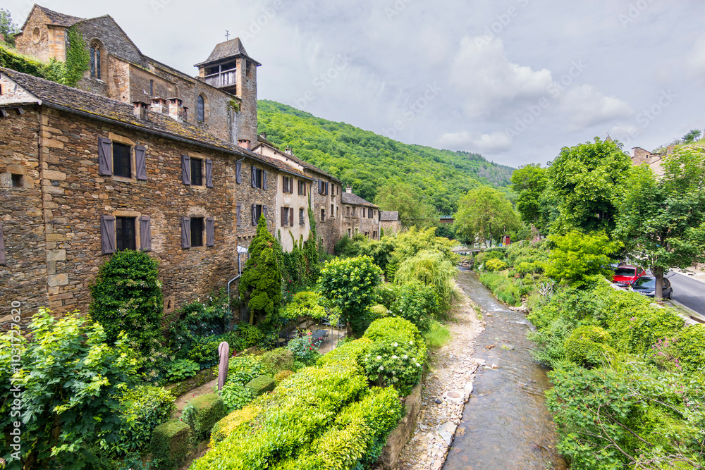 Brousse, France. 05-29-2024.View of the village of Brousse le Chteau. Aveyron. Occitanie. France.Brousse, France. 05-29-2024.View of the village of Brousse le Chateau. Aveyron. Occitanie. France. Brousse, France. 05-29-2024.View of the village of Brousse le Chteau. Aveyron. Occitanie. France.Brousse, France. 05-29-2024.View of the village of Brousse le Chateau. Aveyron. Occitanie. France.