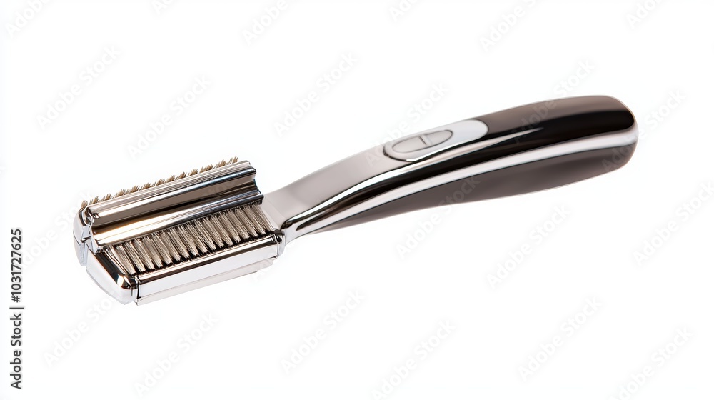 A multi-blade electric razor with flexible head, isolated on a clean white background A multi-blade electric razor with flexible head, isolated on a clean white background