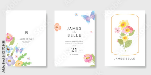 Wallpaper Mural sweet elegant pink botanical Wedding Invitation, floral invite thank you, rsvp modern card Design in leaf and flower water color texture decorative Vector elegant rustic template Torontodigital.ca