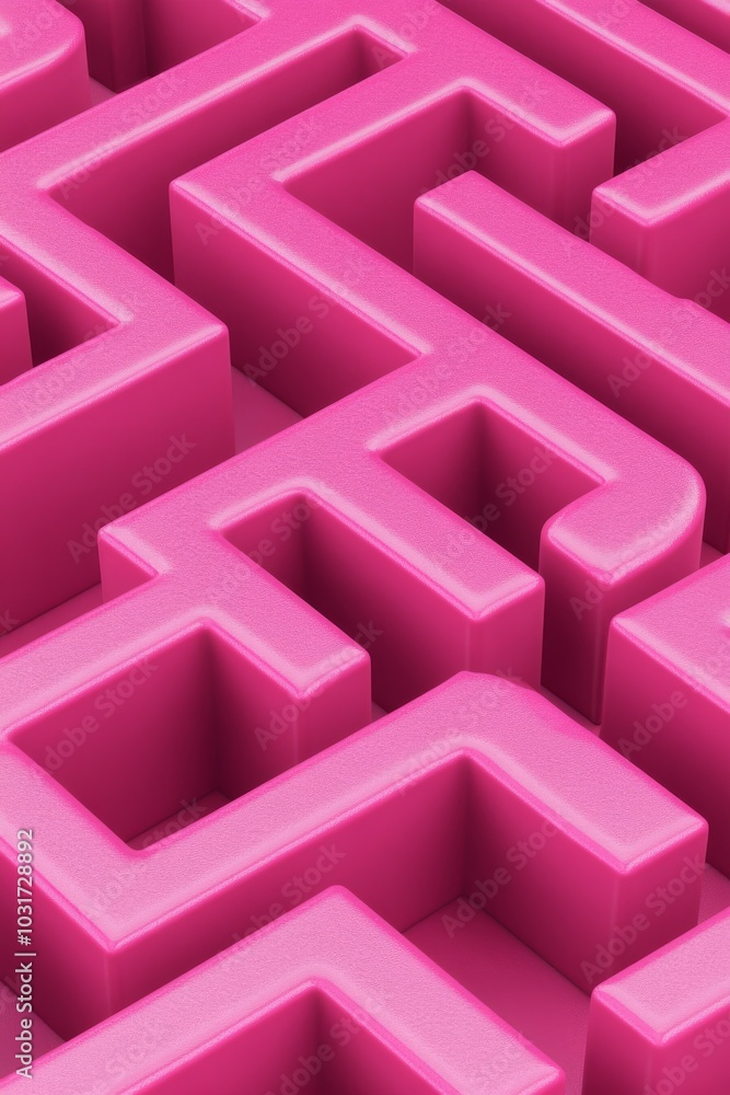This vibrant pink structure features a maze with well-defined pathways, inviting exploration and creativity. The smooth surfaces make it visually striking This vibrant pink structure features a maze with well-defined pathways, inviting exploration and creativity. The smooth surfaces make it visually striking