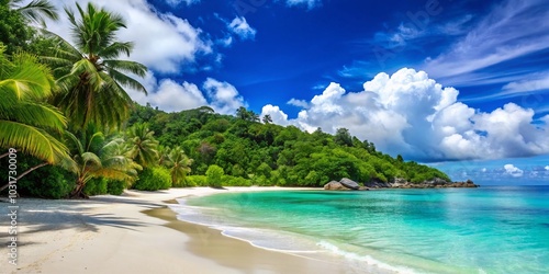 Tropical Paradise Beach with Azure Waves and Soft Sand for Holiday Inspiration