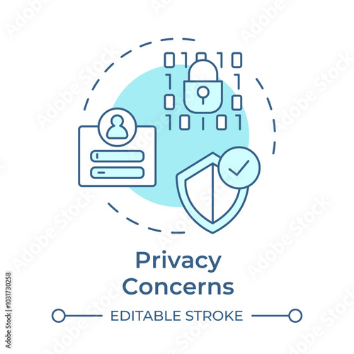 Privacy concerns soft blue concept icon. Cyber security, user profile. Access control, technology. Round shape line illustration. Abstract idea. Graphic design. Easy to use article, blog post