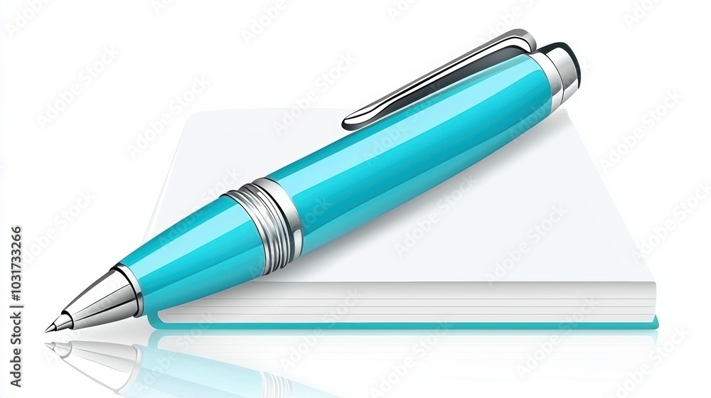 Sleek Turquoise Pen on Clean Desk with Copy Space Sleek Turquoise Pen on Clean Desk with Copy Space