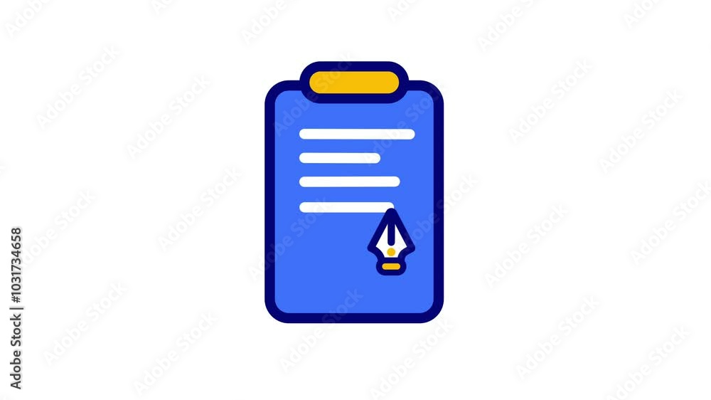 Looping animation of pen, notes, book, notebook, paper for memo or writing a note Looping animation of pen, notes, book, notebook, paper for memo or writing a note