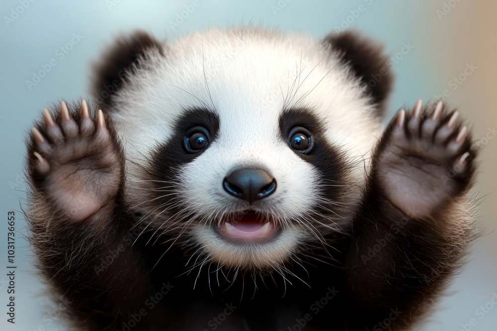 eyes wide, paws lifted eyes wide, paws lifted