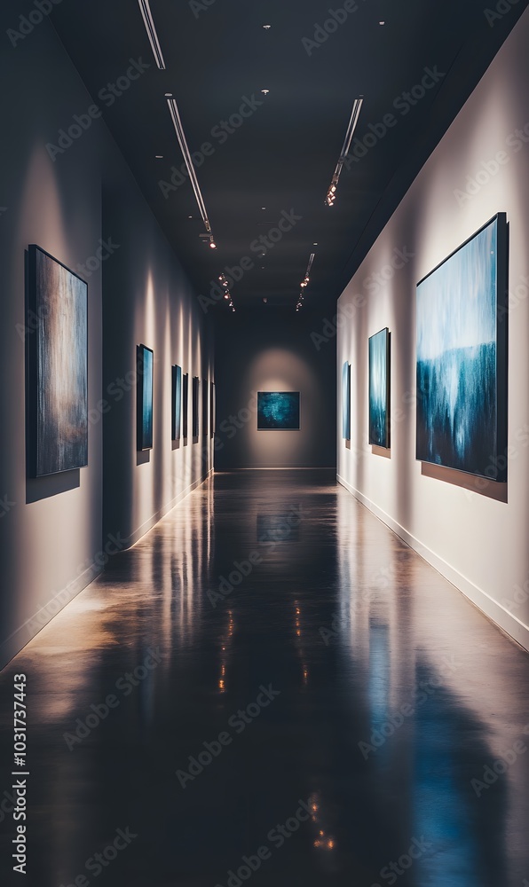 117. An empty gallery wall with soft ambient lighting 117. An empty gallery wall with soft ambient lighting