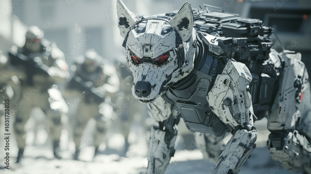 Cybernetic Dog in Futuristic Warfare - Enhanced Tracking and Combat Capabilities in 3D Illustration Cybernetic Dog in Futuristic Warfare - Enhanced Tracking and Combat Capabilities in 3D Illustration