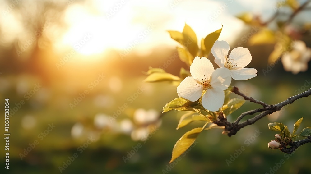 A close-up of delicate white flowers basking in the warm, golden sunlight, capturing nature's tranquil beauty and evoking a sense of peace and renewal. A close-up of delicate white flowers basking in the warm, golden sunlight, capturing nature's tranquil beauty and evoking a sense of peace and renewal.