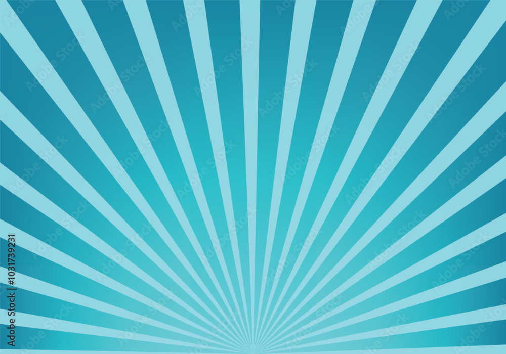 Fototapeta premium Sun-burst blue color vector illustration.