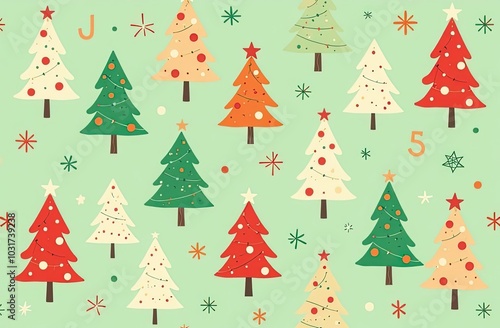 Seamless Christmas pattern with tree design, Christmas background, decorative paper, suitable for gift wrap, wallpaper, vector illustration.