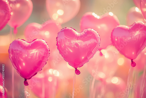 bright pink heart shaped balloons