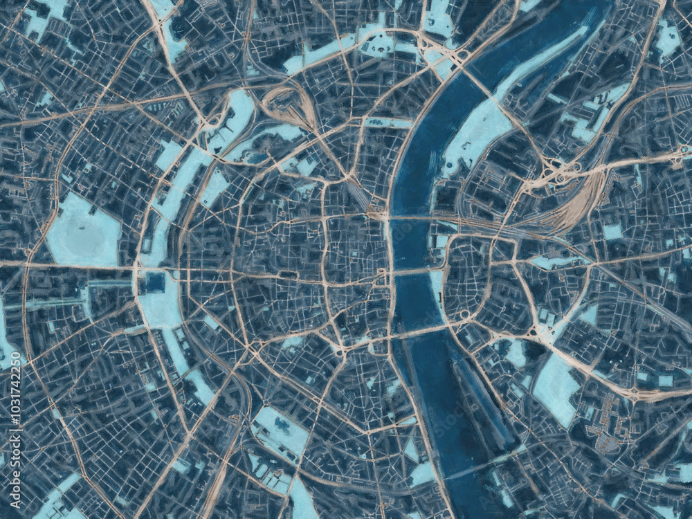 Painterly Style City Map of Koln, Germany in a Blue Color Scheme. Painterly Style City Map of Koln, Germany in a Blue Color Scheme.