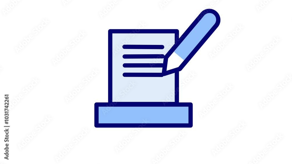 Looping animation of pen, notes, book, notebook, paper for memo or writing a note Looping animation of pen, notes, book, notebook, paper for memo or writing a note