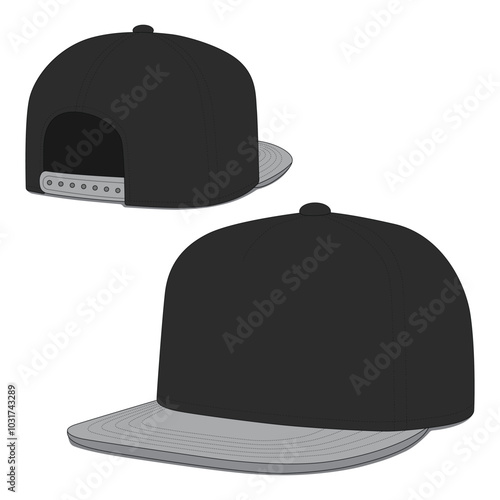 Black and gray snapback hat mockup