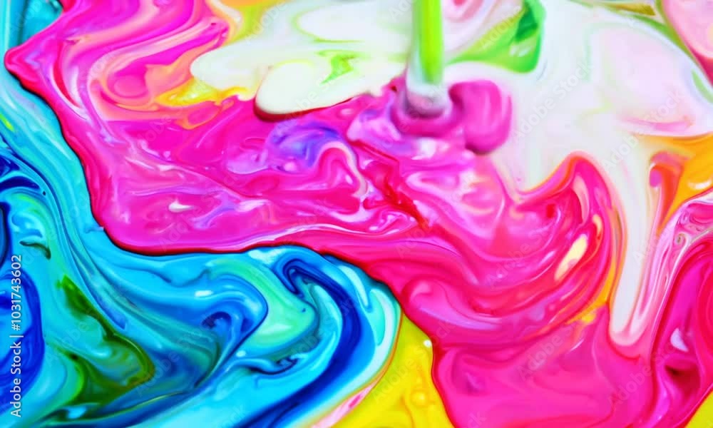 Abstract swirl of colorful paint in blue, yellow, green and white. Abstract swirl of colorful paint in blue, yellow, green and white.