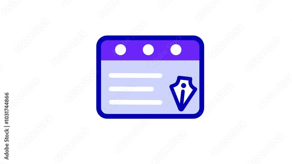 Looping animation of pen, notes, book, notebook, paper for memo or writing a note Looping animation of pen, notes, book, notebook, paper for memo or writing a note