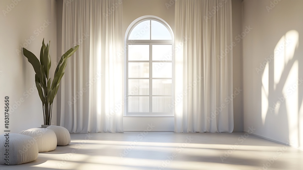 Fototapeta premium Elegant and Cozy Modern Bedroom Interior Design with Stylish Decor, mockup, poster and Background