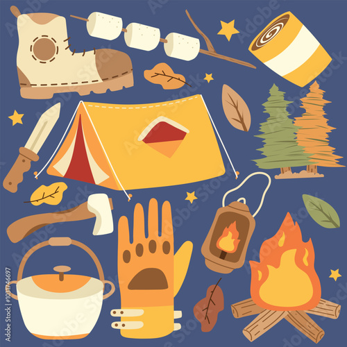 camping and adventure vector sticker pack