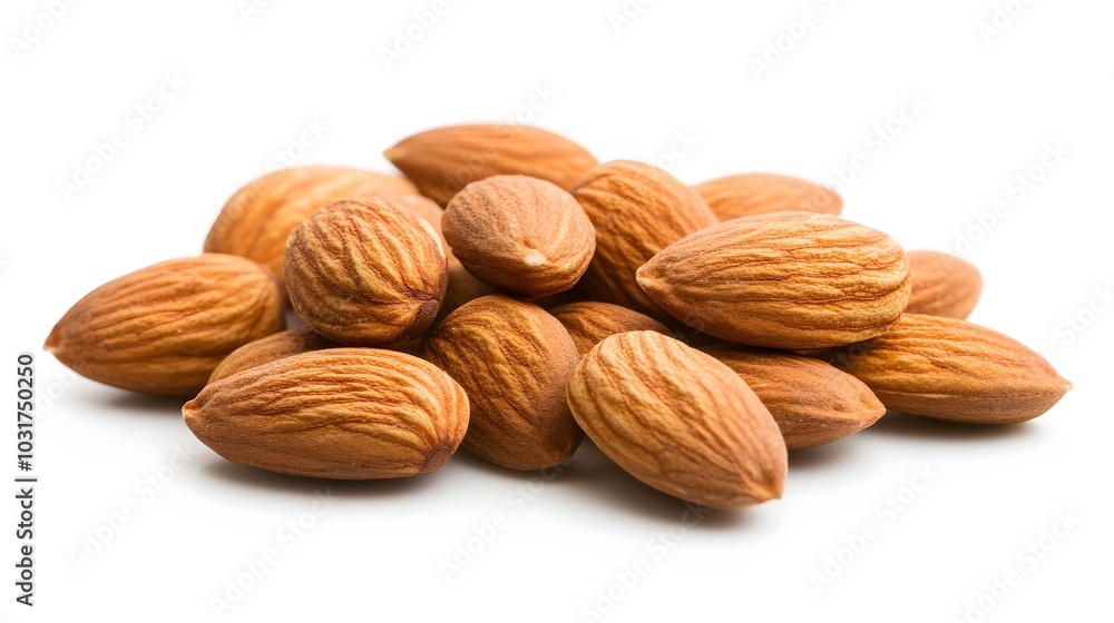 almonds on white background. Isolated. almonds on white background. Isolated.