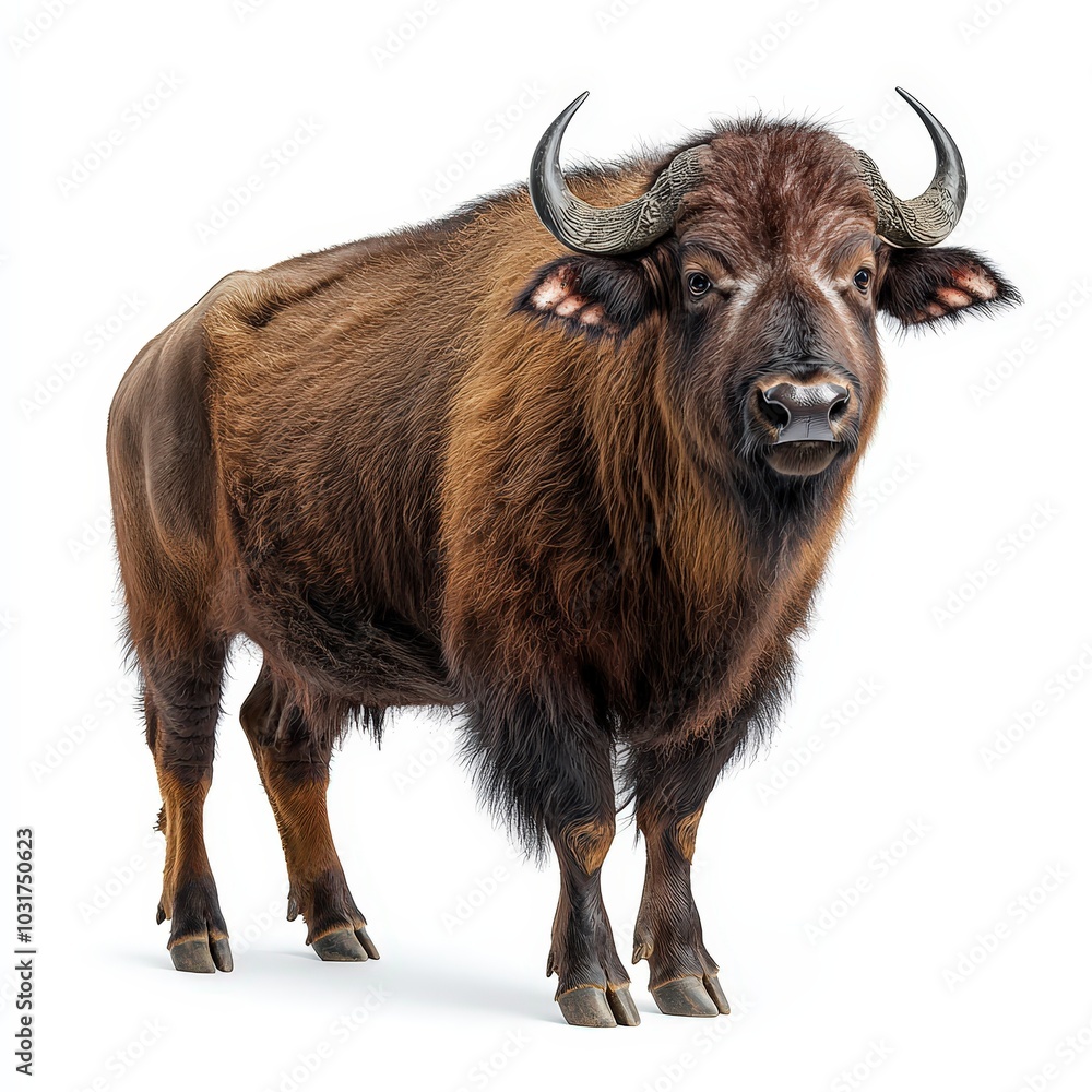Wild Buffalo Standing on White Background Isolated Animal Wildlife Photography Nature Wild Buffalo Standing on White Background Isolated Animal Wildlife Photography Nature