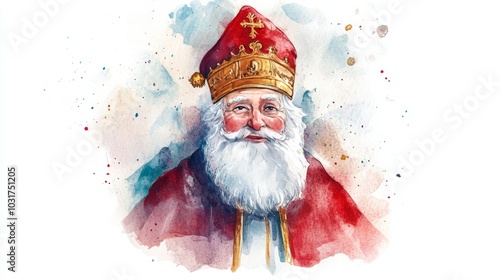 Traditional Polish Bishop in Festive Attire Illustration