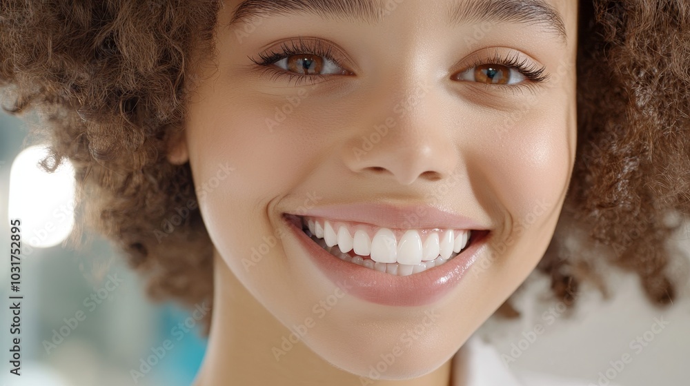 A close-up of a young woman smiling with beautiful, white teeth. Her radiant smile and healthy skin are perfect for showcasing beauty, confidence, and happiness. A close-up of a young woman smiling with beautiful, white teeth. Her radiant smile and healthy skin are perfect for showcasing beauty, confidence, and happiness.