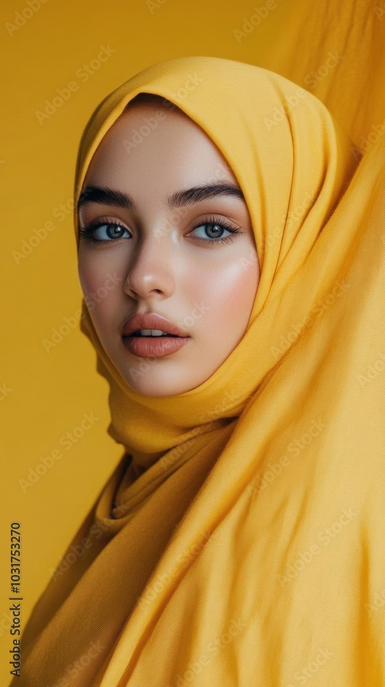 woman in a vibrant yellow hijab woman in a vibrant yellow hijab