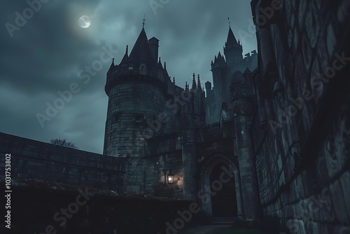 Castle in the moonlight. Fantasy landscape. photo