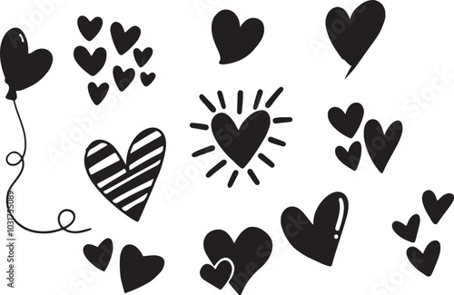 hearts icon, heart drawn hand, Romance and love illustrations photo