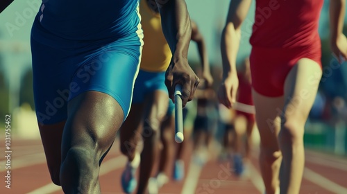 Relay race athletes in action, dynamic motion