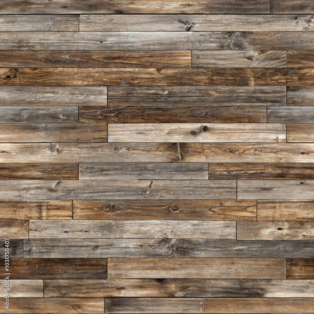 Rustic wood plank seamless texture featuring a mix of weathered brown and gray tones, creating a natural and vintage-inspired design Rustic wood plank seamless texture featuring a mix of weathered brown and gray tones, creating a natural and vintage-inspired design