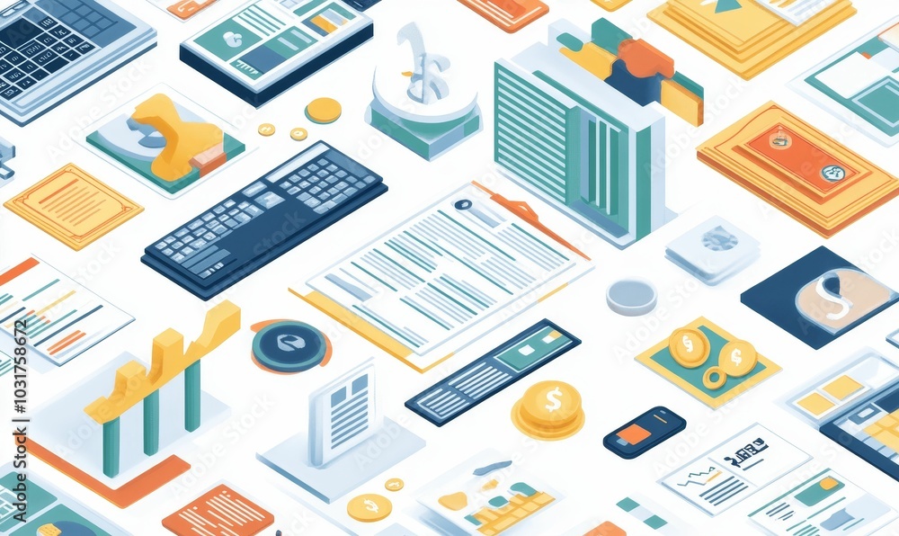 Financial data, documents, and charts. Financial data, documents, and charts.