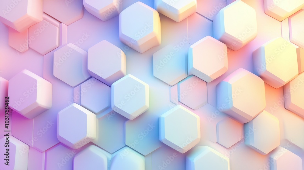 Abstract Geometric Background with Hexagon Shapes and Pastel Colors