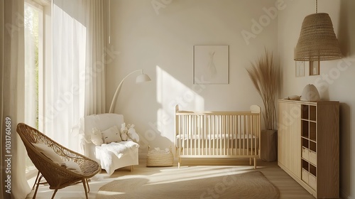 Elegant and Cozy Modern Bedroom Interior Design with Stylish Decor, mockup, poster and Background