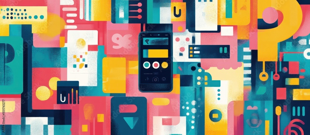 Abstract geometric pattern with vibrant colors and shapes. Abstract geometric pattern with vibrant colors and shapes.
