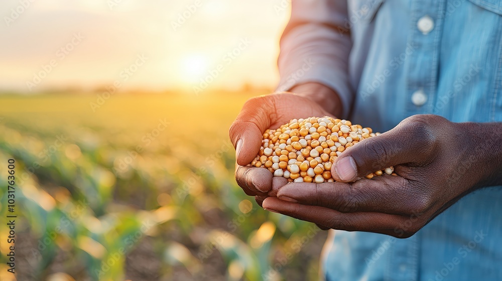 Farmer s Hands Holding Corn Kernels at Sunset Agriculture Harvest Rural Life Farmer s Hands Holding Corn Kernels at Sunset Agriculture Harvest Rural Life