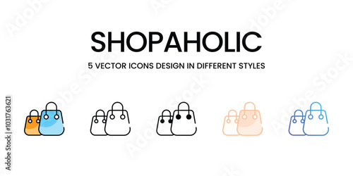Shopaholic vector icons set ready to use wed and mobile apps.