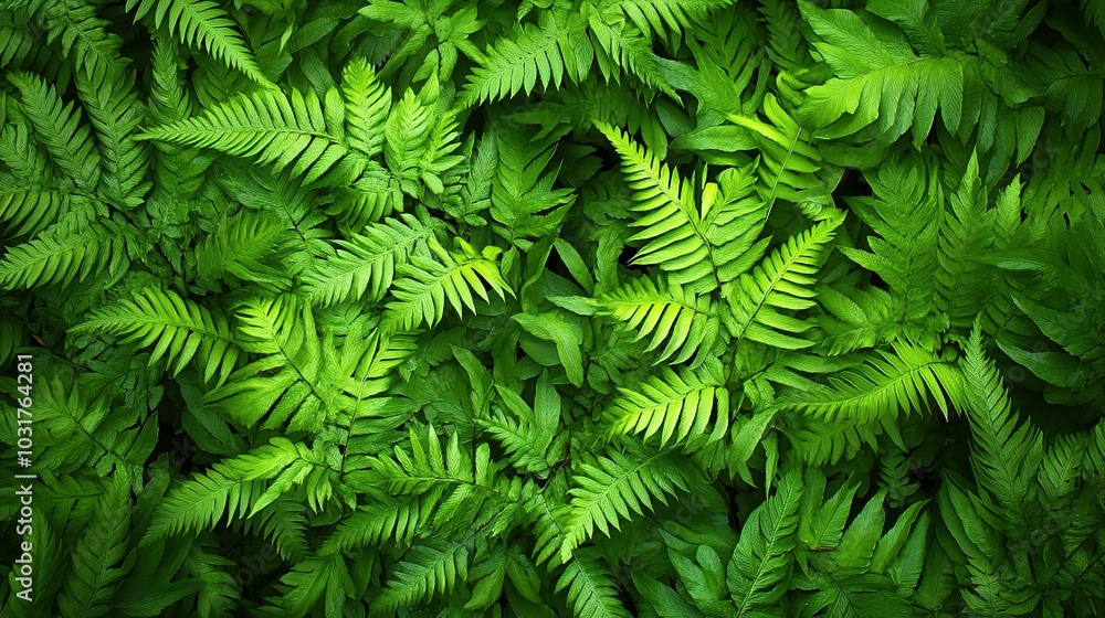 Lush Green Ferns in Vibrant Nature Background Lush Green Ferns in Vibrant Nature Background
