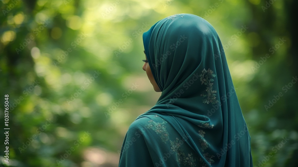 Woman in Teal Hijab in Nature Woman in Teal Hijab in Nature