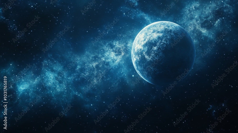 Mystical Blue Planet in Space Mystical Blue Planet in Space