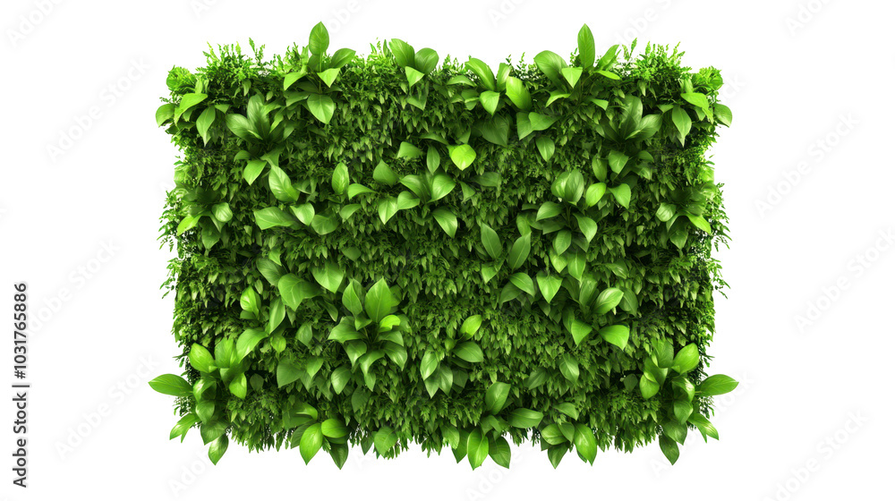Naklejka premium A lush green wall of various leaves, ideal for decoration or environmental design.