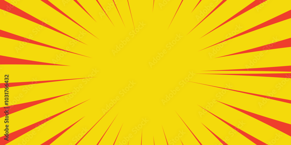 Fototapeta premium Cartoon comic book pop art stripe radial lines background . Vector design