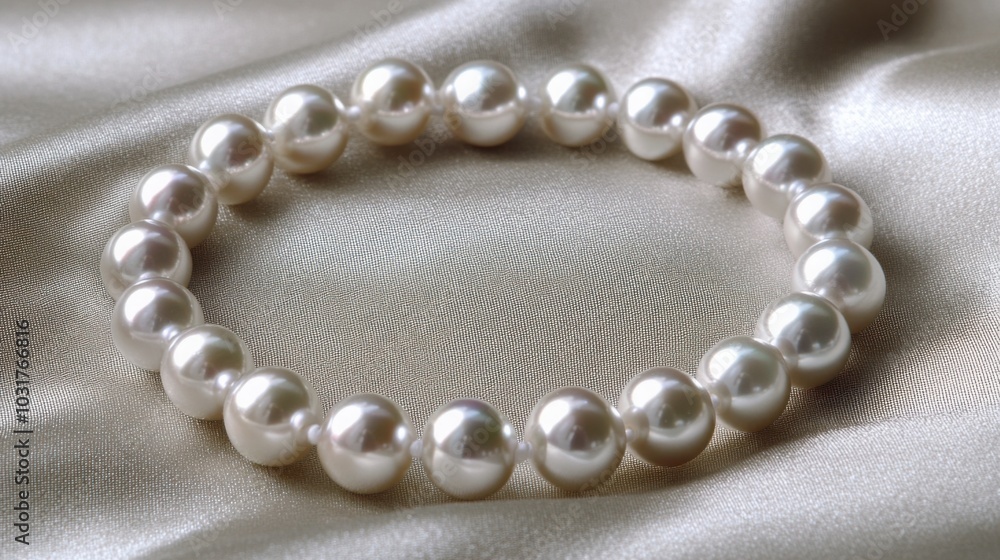 A luxury pearl necklace, each pearl perfectly round and glistening under soft lighting A luxury pearl necklace, each pearl perfectly round and glistening under soft lighting
