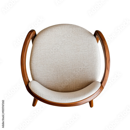 Interior furniture top view of a dining chair for dining. Isolated on transparent background. PNG design element.