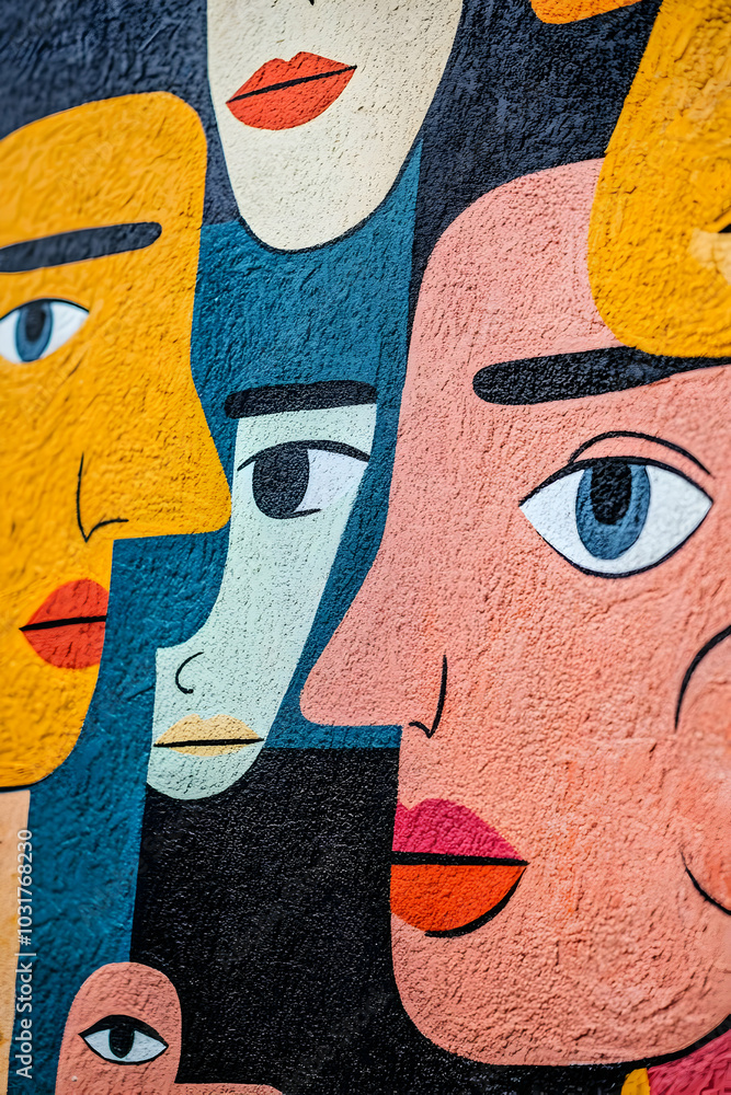 Abstract Mural of Faces. Abstract Mural of Faces.