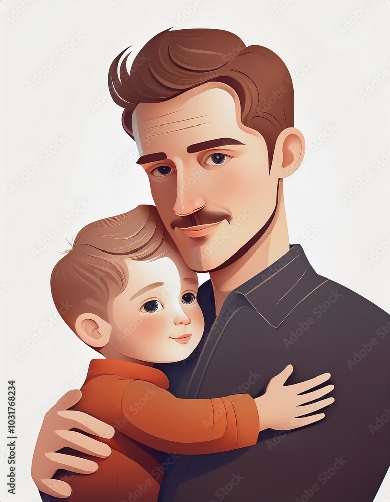 Obraz premium Father hugging his young son with love and care