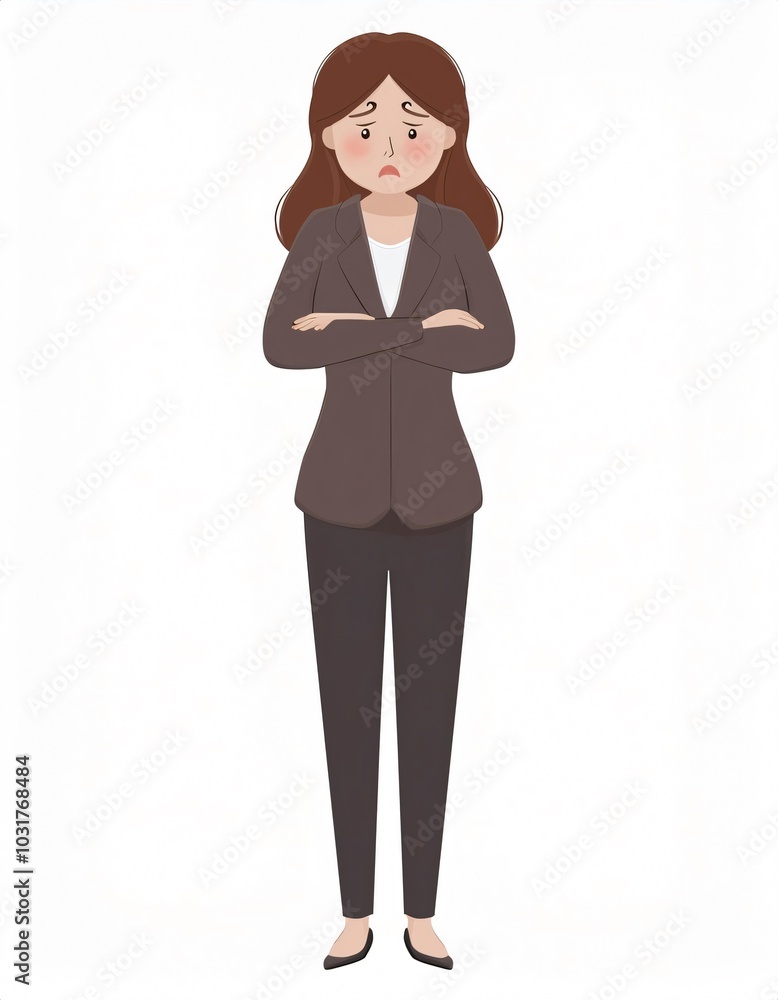 Businesswoman feeling stressed and anxious crossing arms Businesswoman feeling stressed and anxious crossing arms